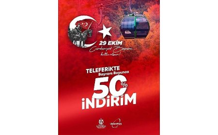 Kartepe Teleferik, 29 Ekim’de yüzde 50 indirimli