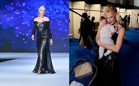 Wilma Elles Defilede Göz Kamaştırdı, Kuliste Oğlunu Uyuttu