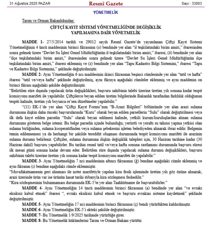 ÇKS Yönetmeliği’nde değişiklik… 1 Eylül’de yürürlüğe giriyor