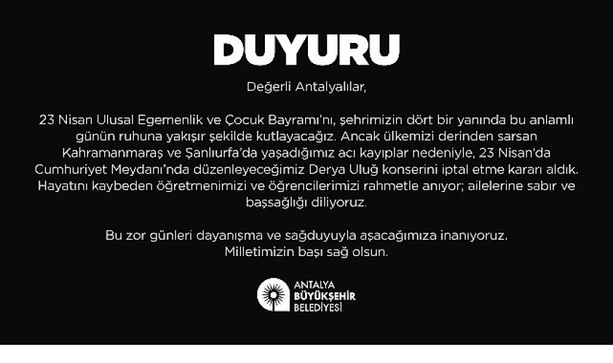 Derya Uluğ konseri iptal edildi