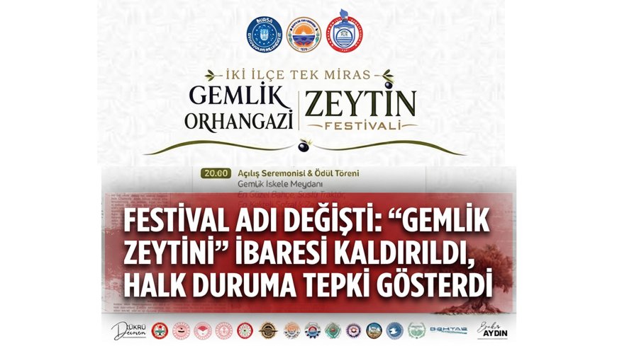 Gemlik Zeytini Festivali’nin Adı Değişti: “Gemlik Zeytini” İbaresi Kaldırıldı